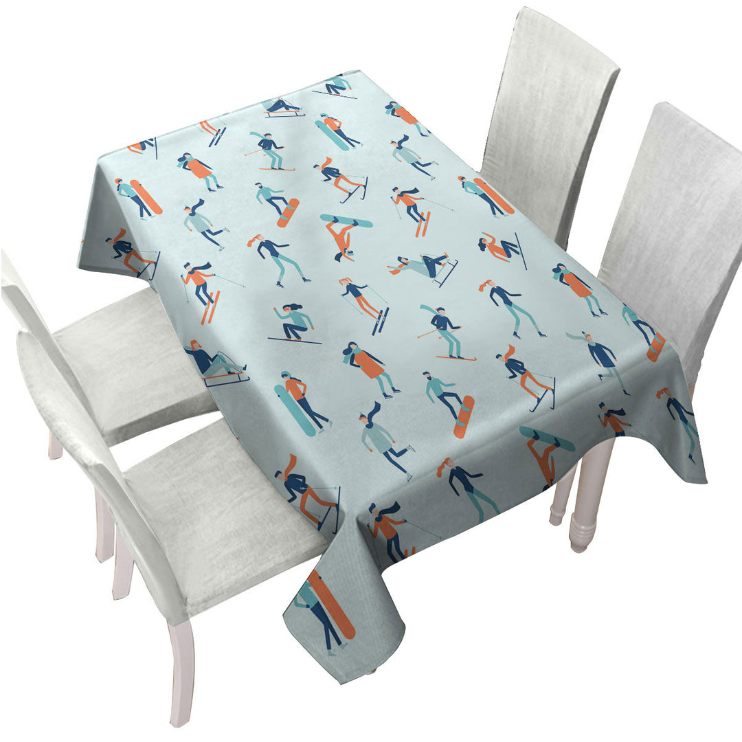 Skiing and Snowboarding Pattern Custom tablecloths