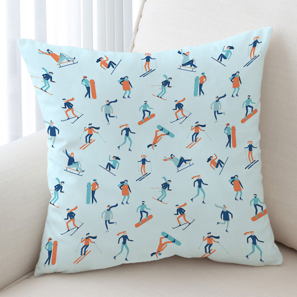 Skiing and Snowboarding Throw Cushions