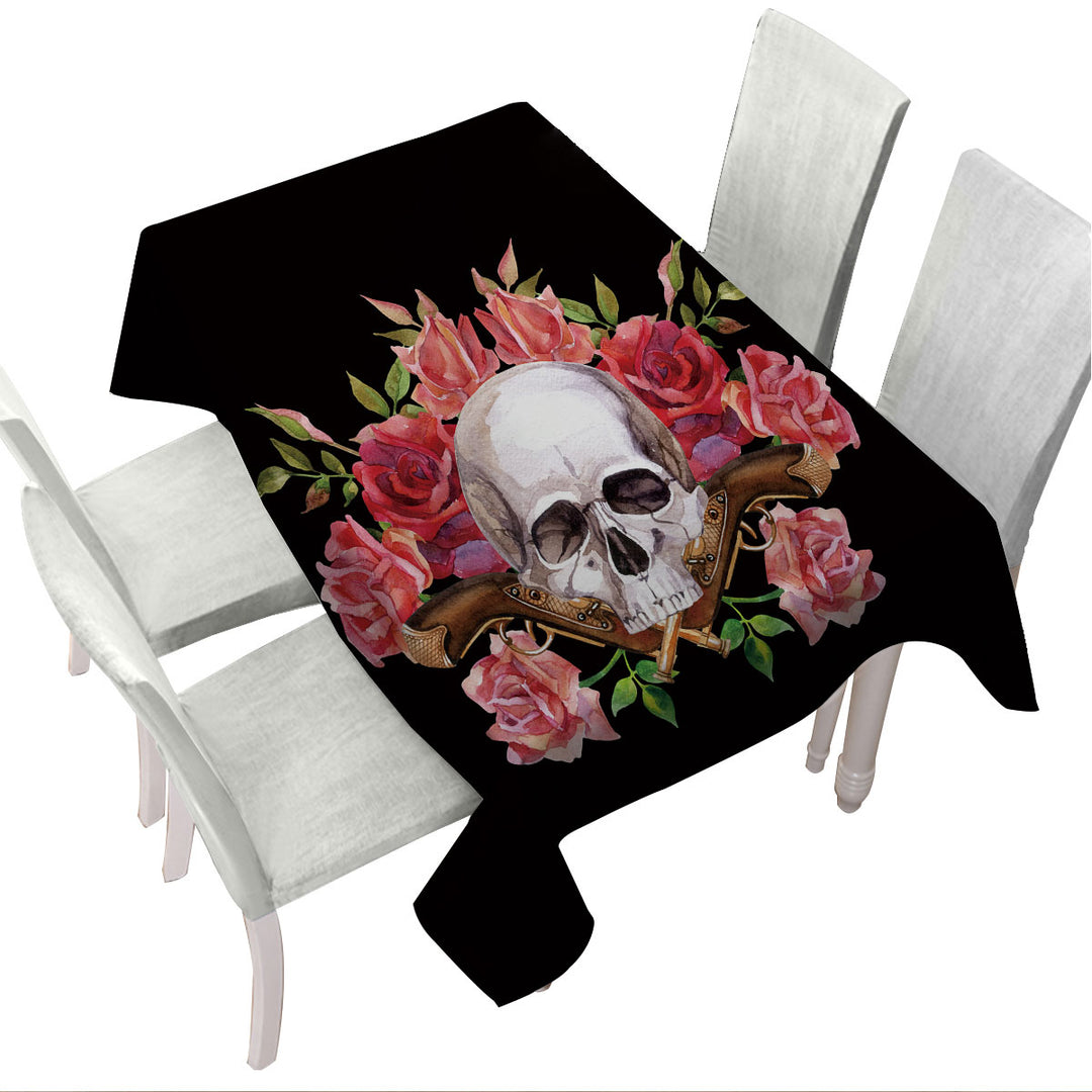 Skull Roses and Vintage Pistols Tablecloths