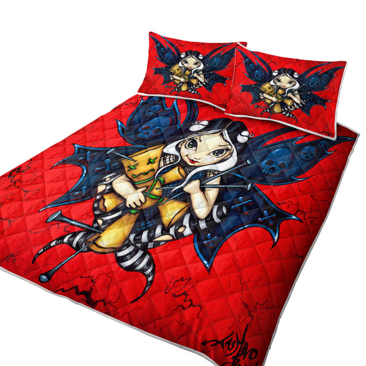 Skull Wings Mischievous Fairy Voodoo California King Quilt Sets