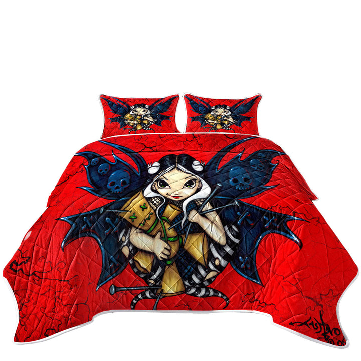 Skull Wings Mischievous Fairy Voodoo King Size Quilt Sets