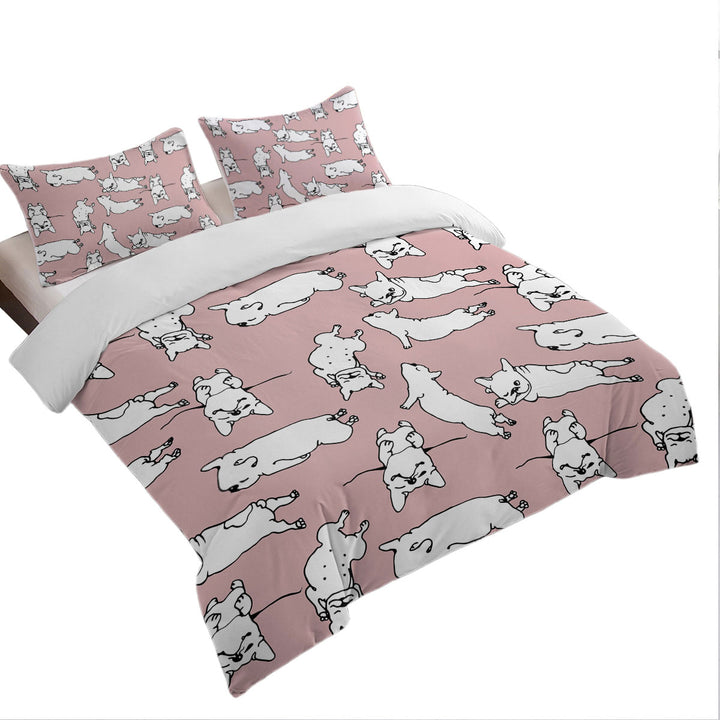 Sleeping Bulldog Puppies Duvet Cover Queen