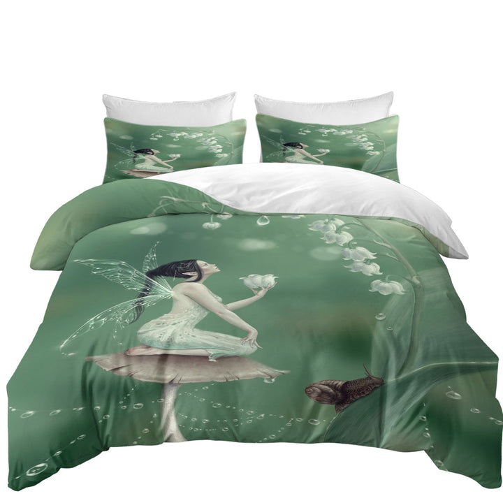Snail and Cute Little Fairy the Lily of the Valley Duvet Covers King