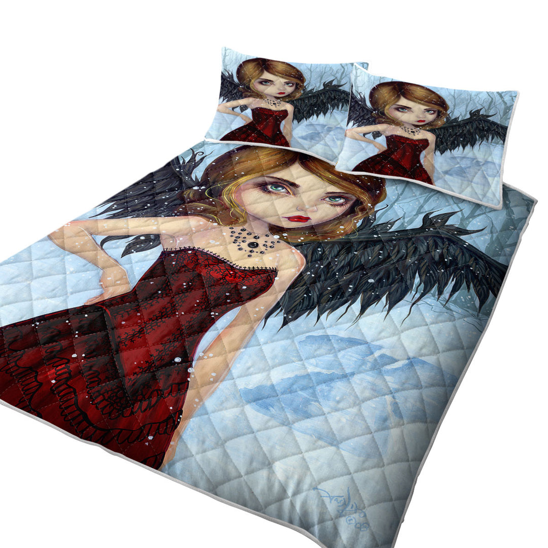 Snow Angels Winter Forest Winged Beautiful Maiden Quilts