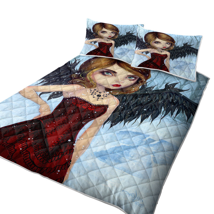 Snow Angels Winter Forest Winged Beautiful Maiden Quilts