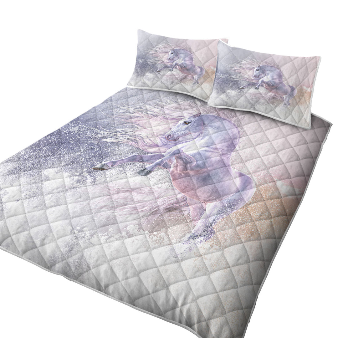 Snow Ghost a Stunning White Horse King Size Bedspreads