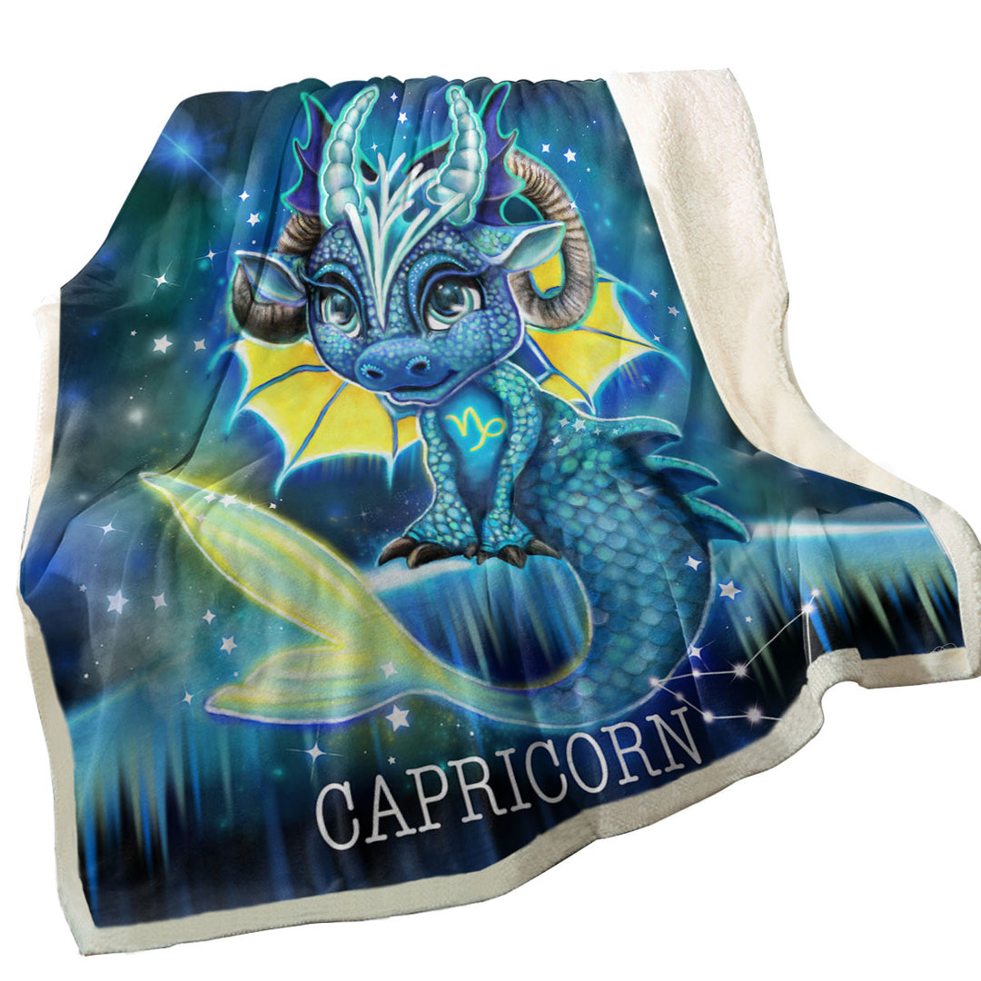 Sofa Blankets Gift Ideas for Kids Fantasy Art Capricorn Lil Dragon