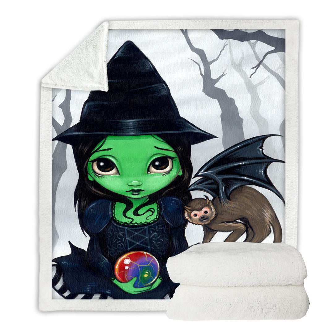 Sofa Blankets with Halloween Theme Wicked Witch and Her Flying Monkey
