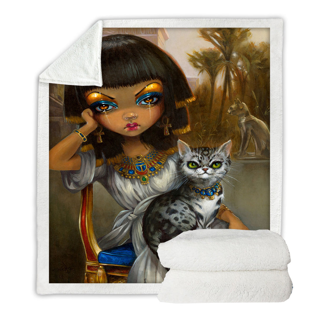 Sofa Blankets with Sanura Beautiful Egyptian Princess with Her Mau Cat