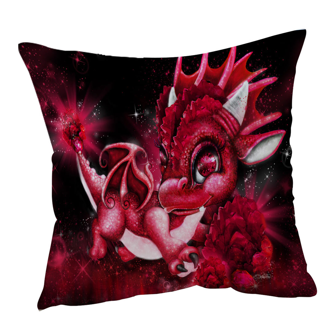 Sofa Pillows for Gift January Garnet Birthstone Lil Dragon