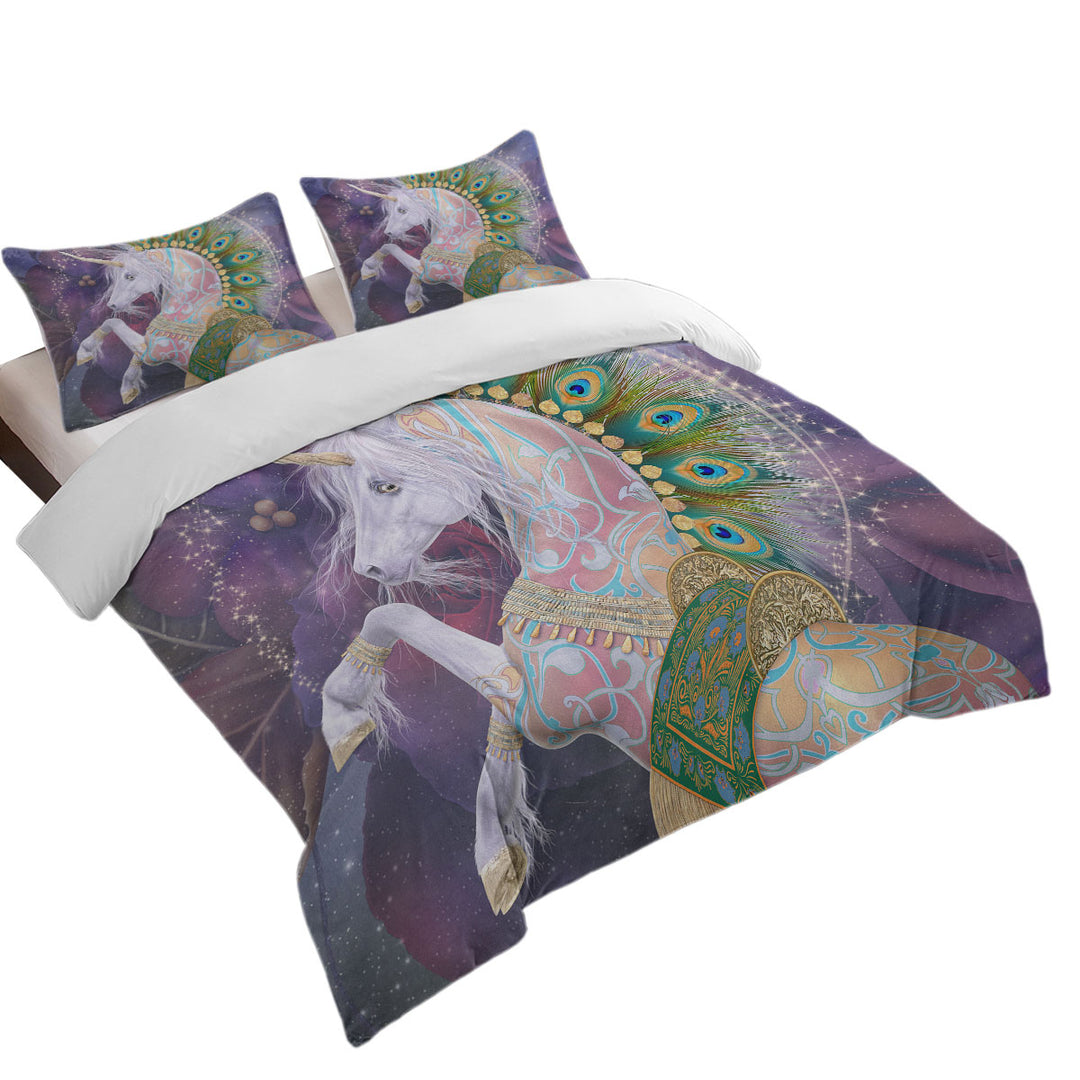 Soraya the Magical Indian Peacock Unicorn Queen Size Duvet Cover