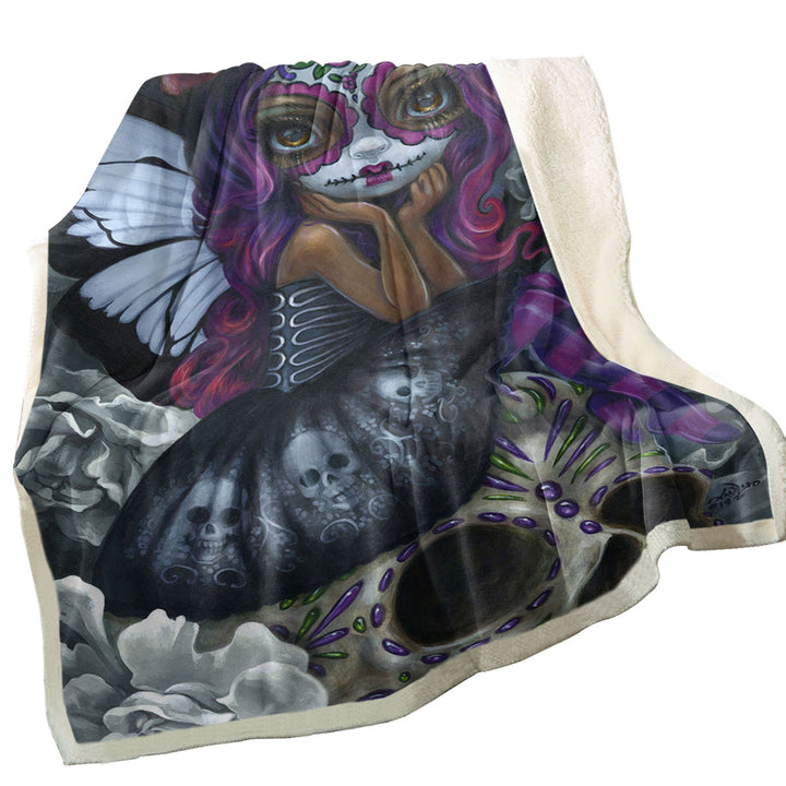 Soulful Spirits Day of the Dead Sofa Blankets Girl and Skulls
