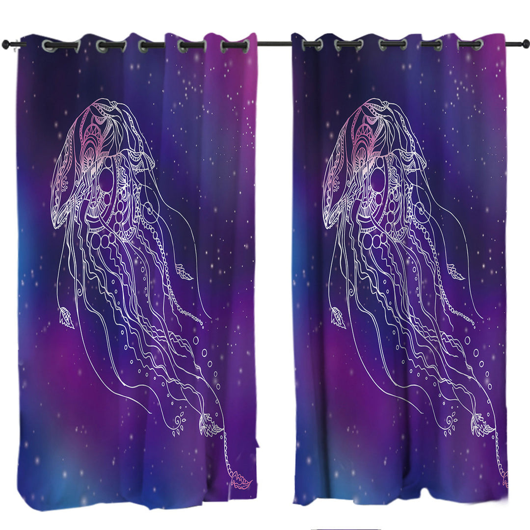 Space Background Jellyfish Drapes and Curtains