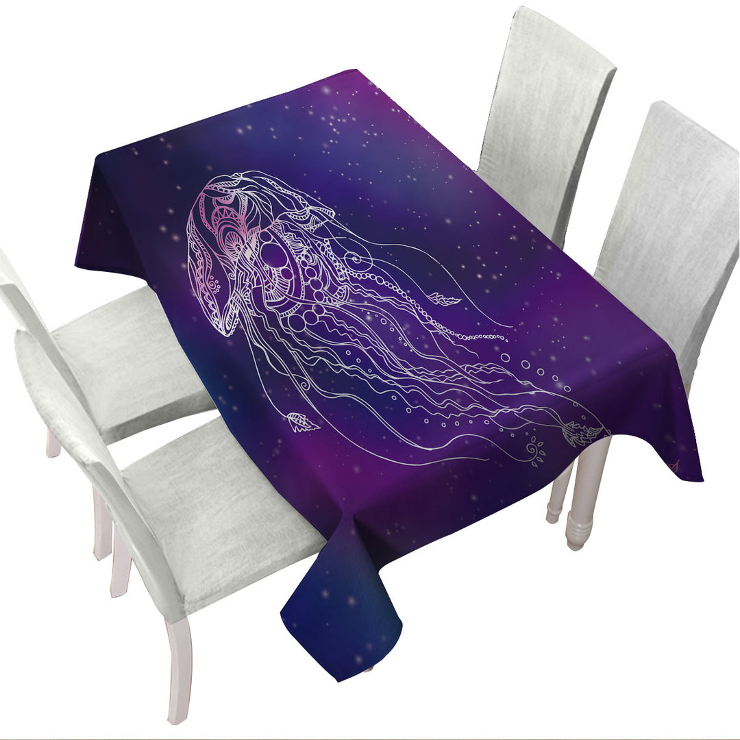 Space Background Jellyfish Tablecloth