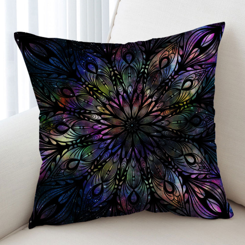 Space Feathers Mandala Cushion