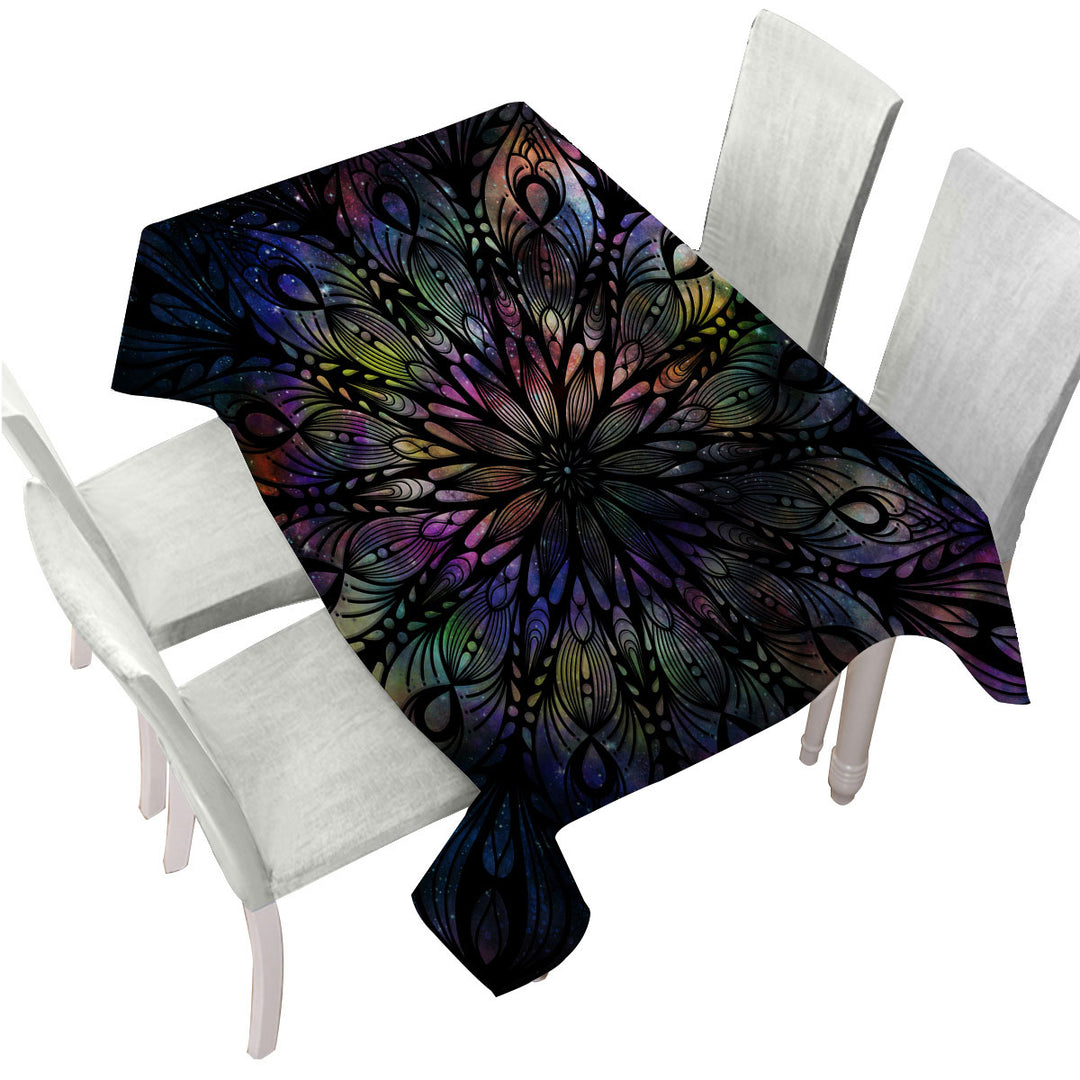 Space Feathers Mandala Tablecloths