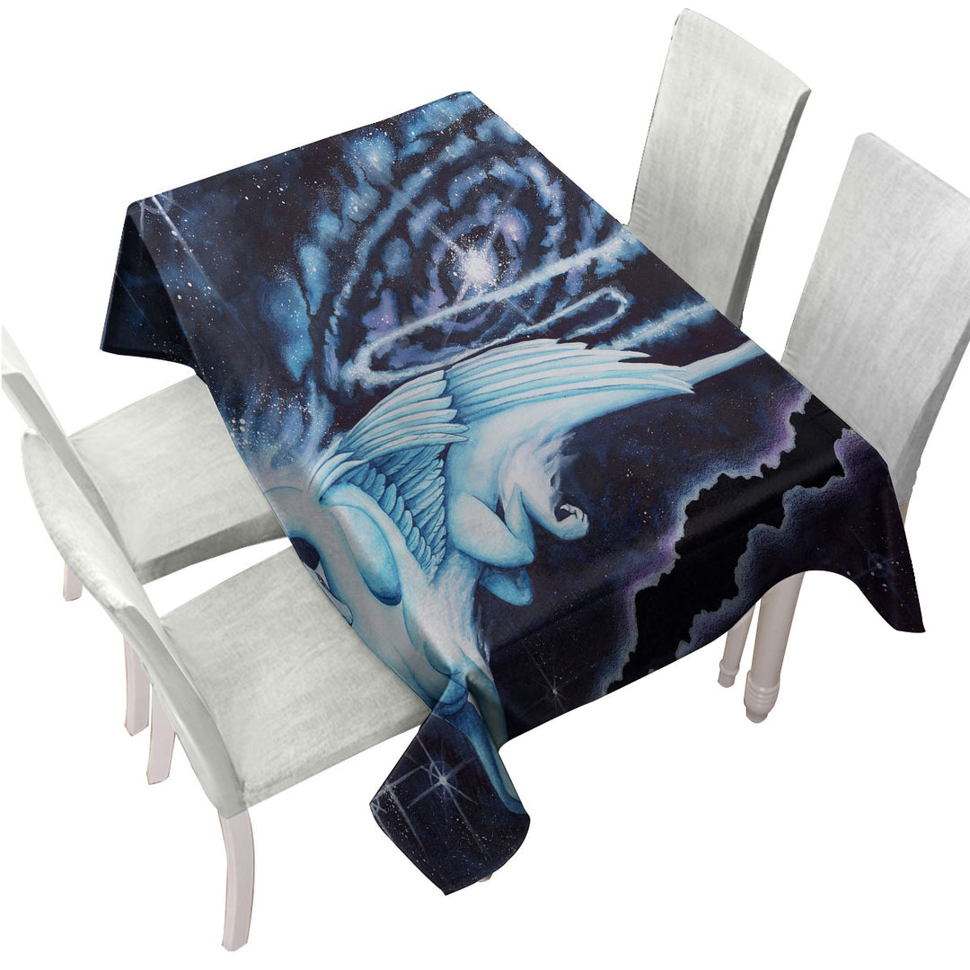 Space Galaxy Dragon Soaring through the Cosmos Tablecloths