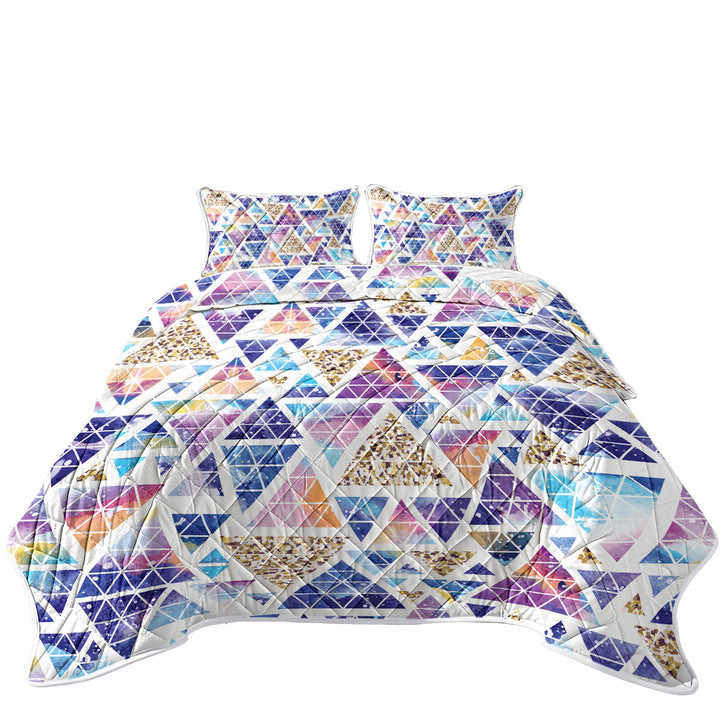 Space Triangles Abstract Twin Quilt