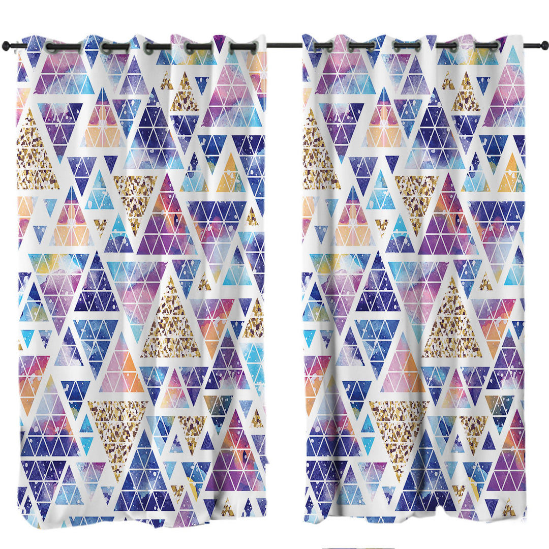 Space Triangles Abstract Window Curtains