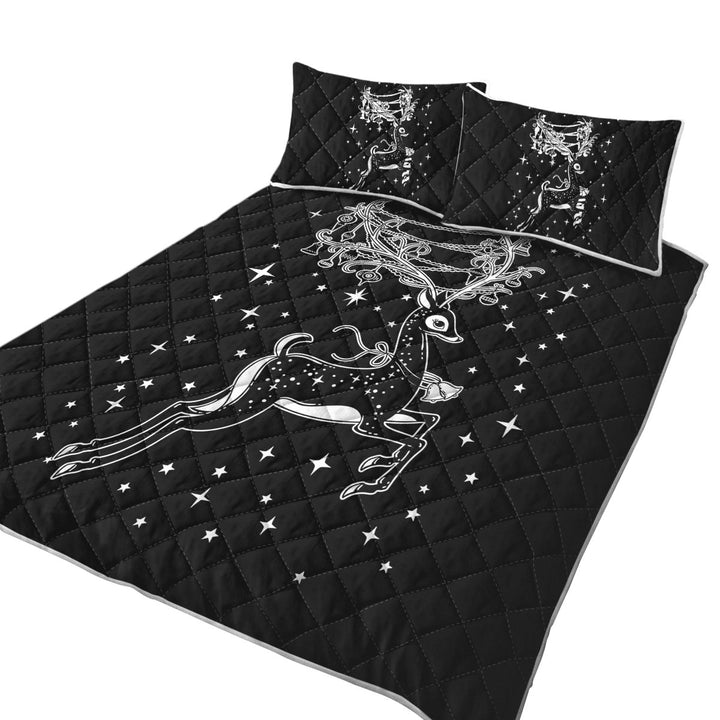 Sparkling Christmas Spirit Cute White Tailed Deer King Quilt