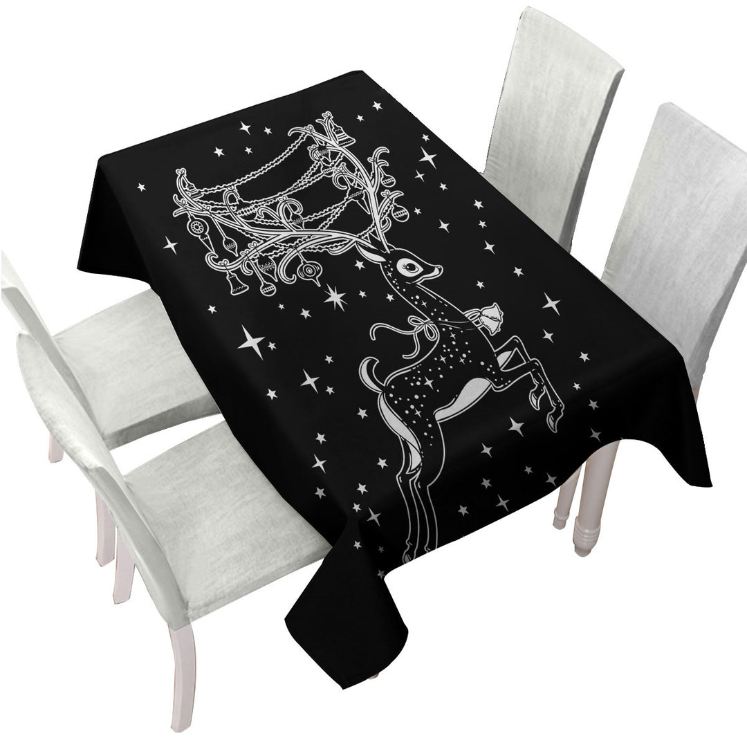 Sparkling Christmas Spirit Cute White Tailed Deer Tablecloths