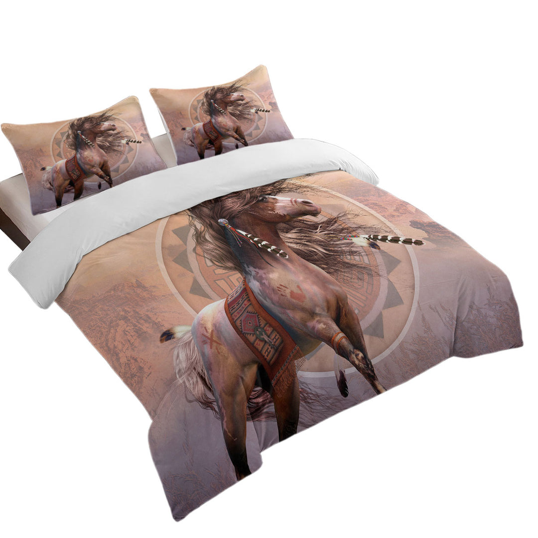 Spirit Warrior Horse Native American Art King Size Duvet Cover
