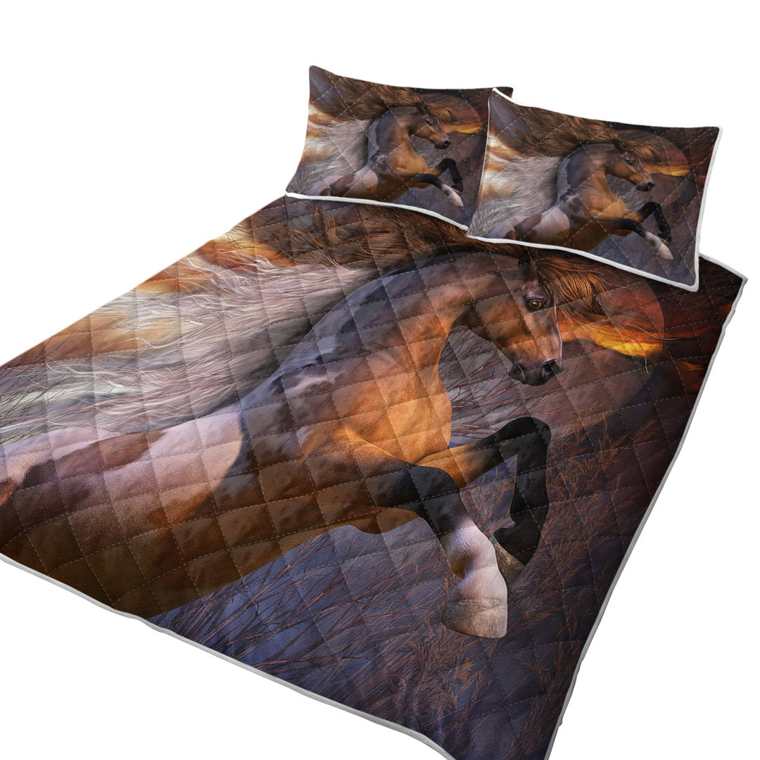 Spirit of the Wild Brown White Horse Coverlet
