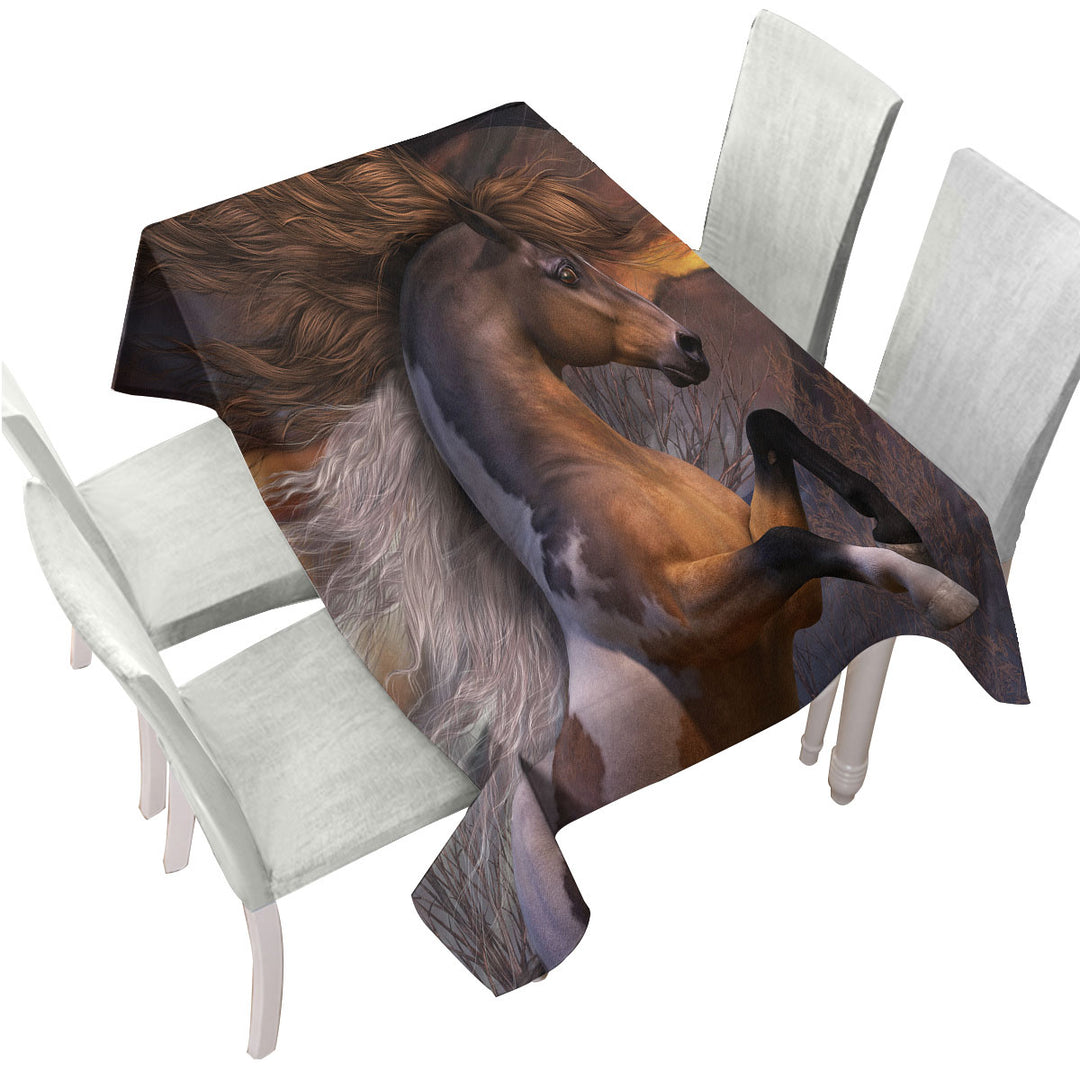 Spirit of the Wild Brown White Horse Custom table cloth