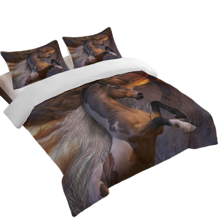 Spirit of the Wild Brown White Horse Duvet Covers