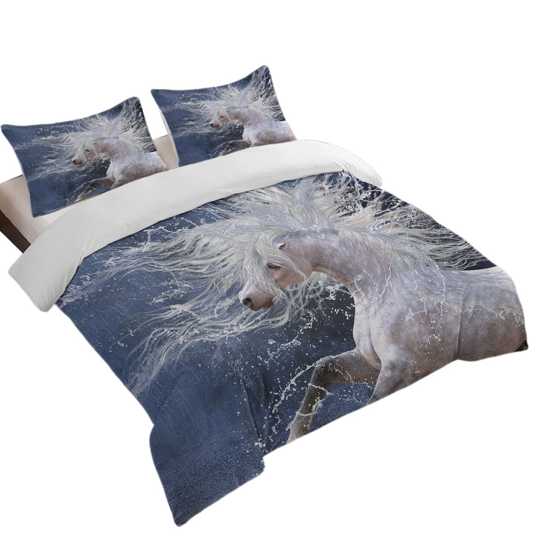 Splash Wild White Horse King Duvet Cover set