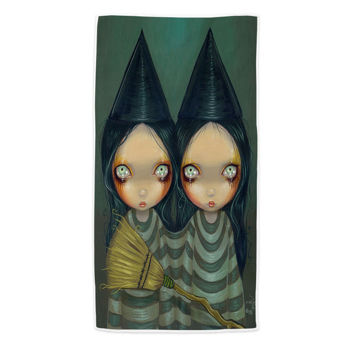 Spooky Beach Towels for Halloween Design Siamese Witch Twins
