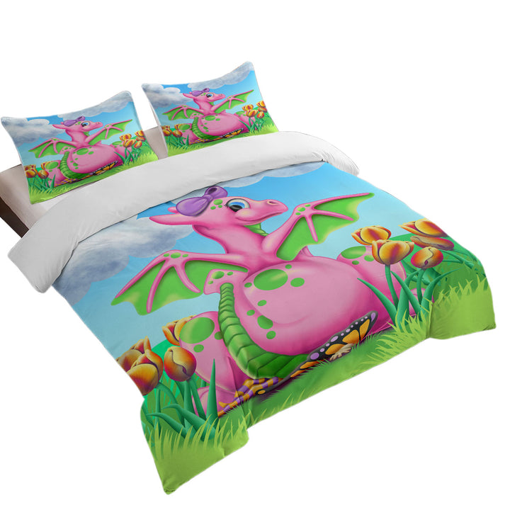 Squishy the Cute Pink Dragon Girl Daybed Covers Sets