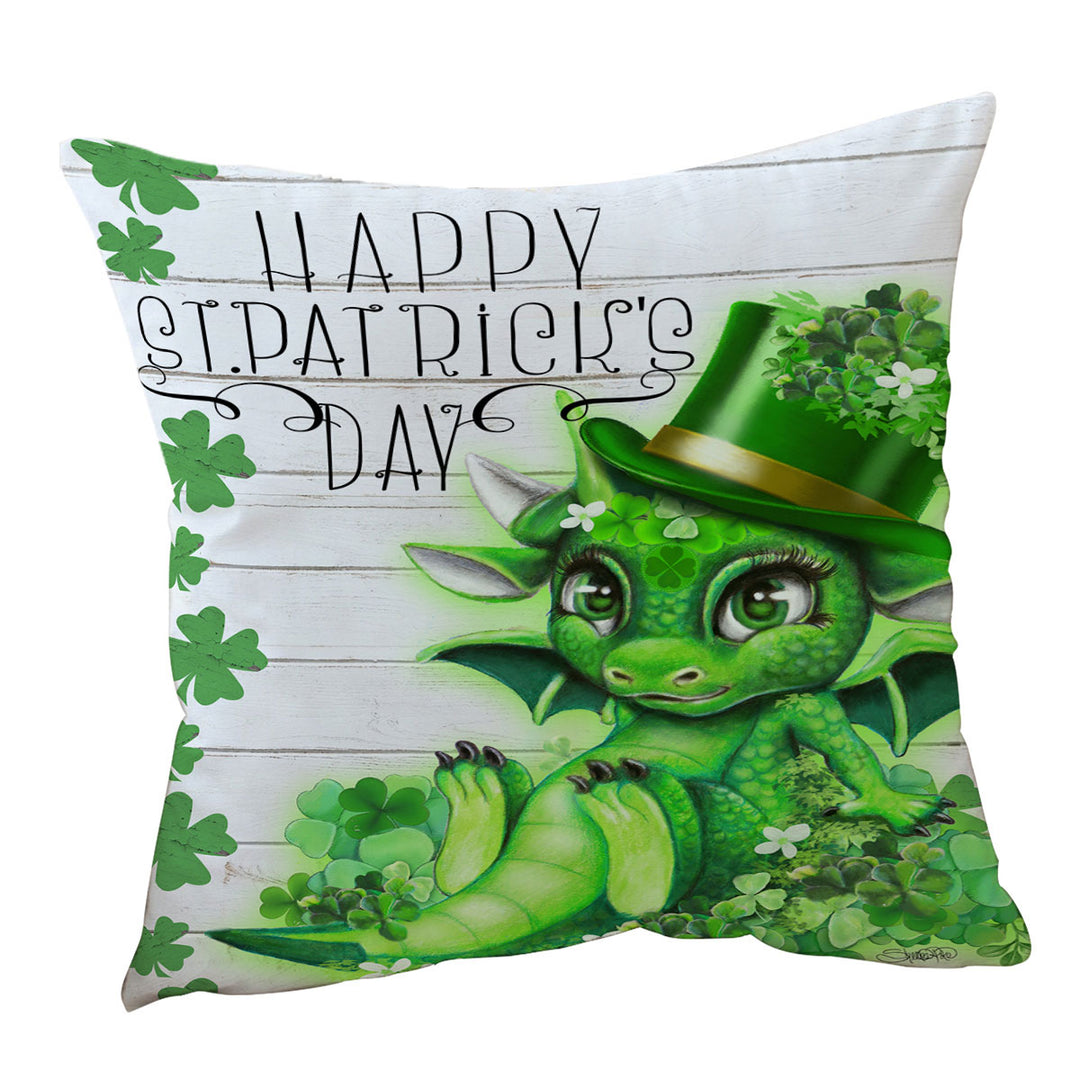 St Patricks Day Cushion Covers Green Clover St Patricks Day Lil Dragon