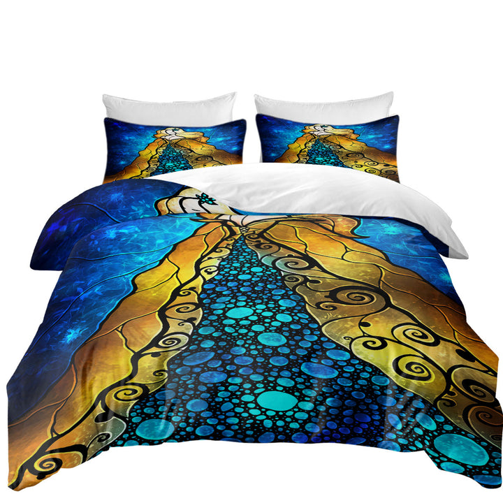 Stained Glass Art Beautiful Girl Fair Ophelia Queen Size Duvet Cover