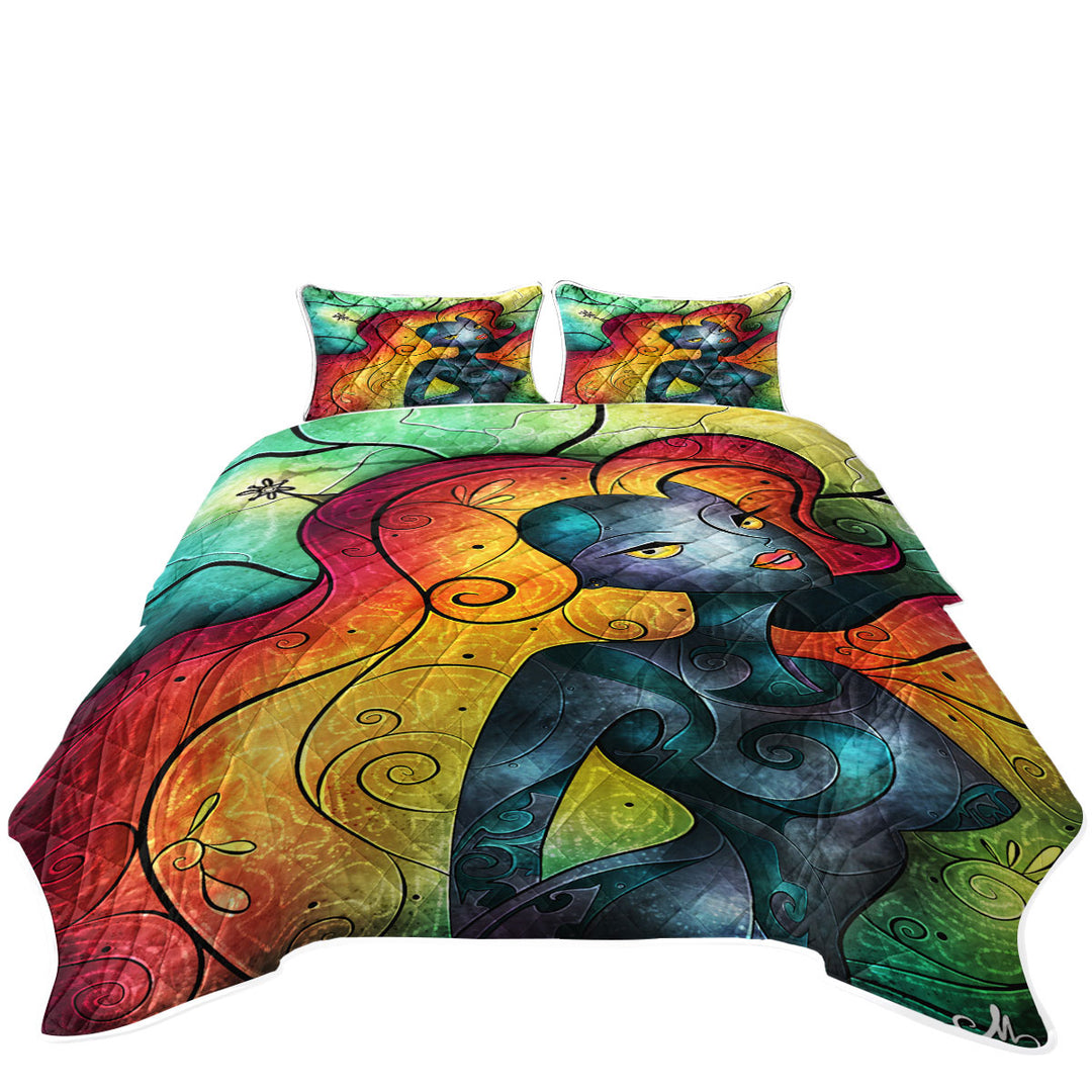 Stained Glass Art Beautiful Princess Andromeda Queen Quilt Sets