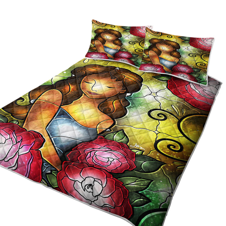 Stained Glass Art Camellia the Roses Lady Quilt