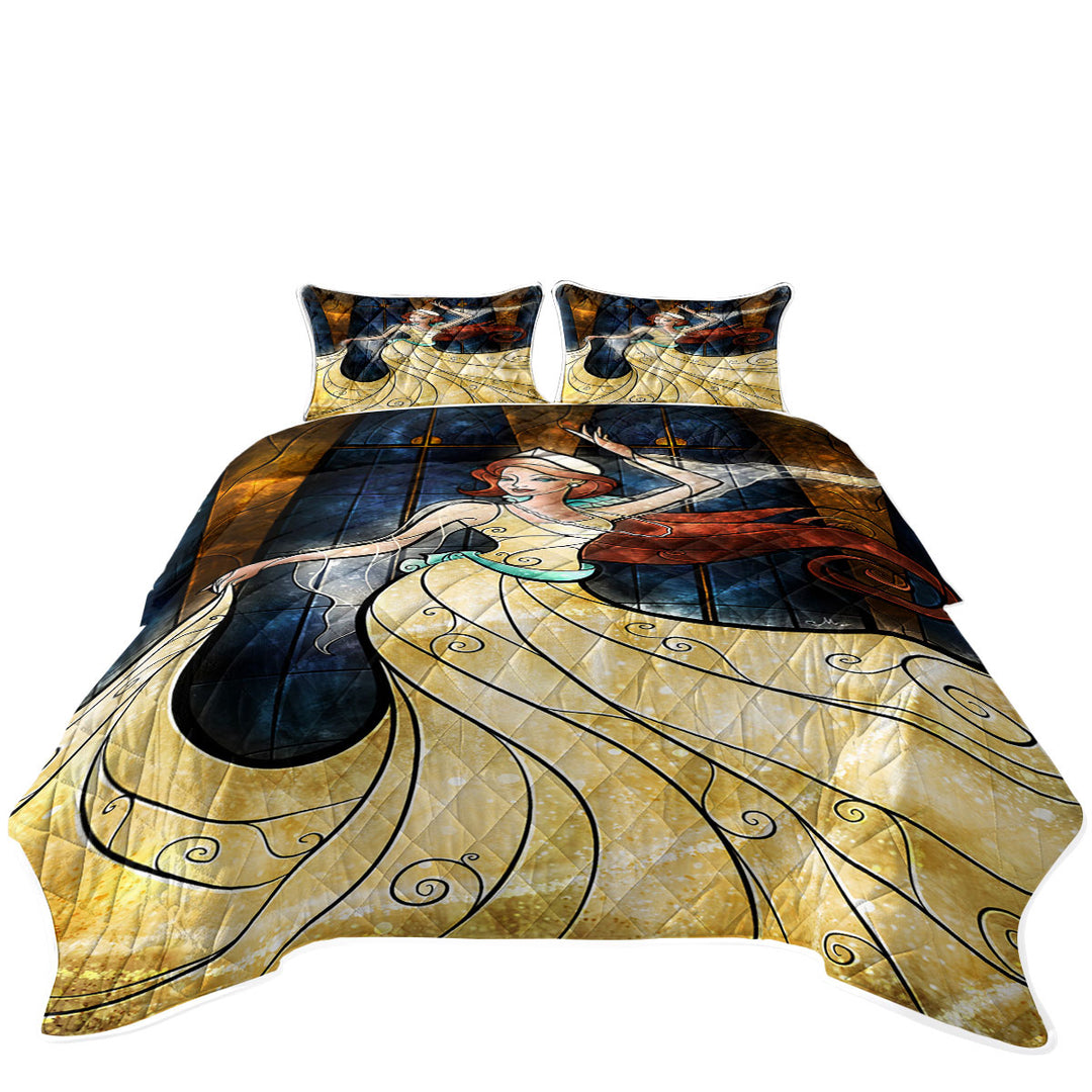 Stained Glass Art Dancing Beautiful Princess California King Quilt Sets