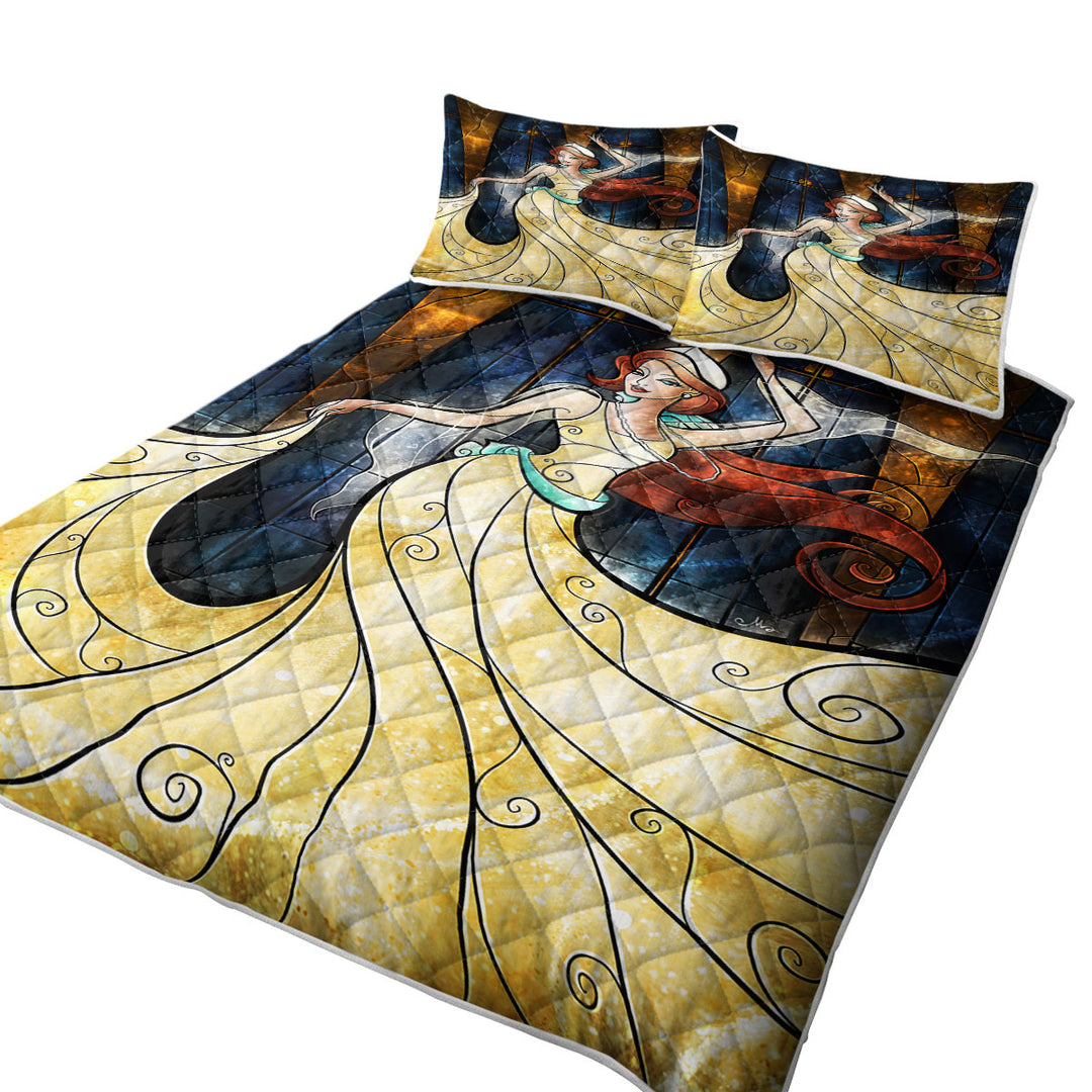 Stained Glass Art Dancing Beautiful Princess King Size Quilt