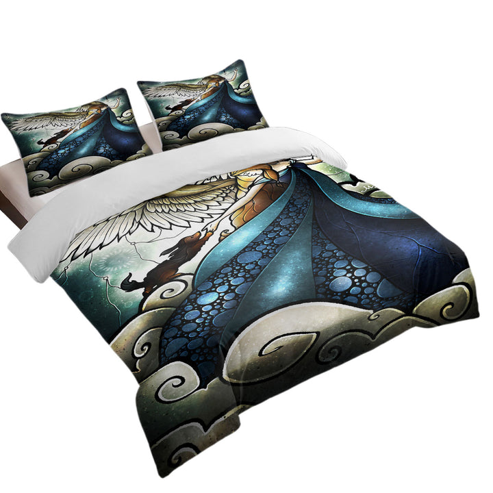 Stained Glass Art Dogs go to Heaven Angel Duvet Covers King