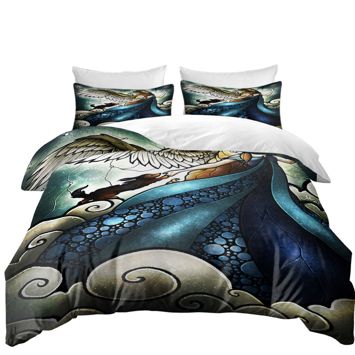 Stained Glass Art Dogs go to Heaven Angel Good Duvet Covers