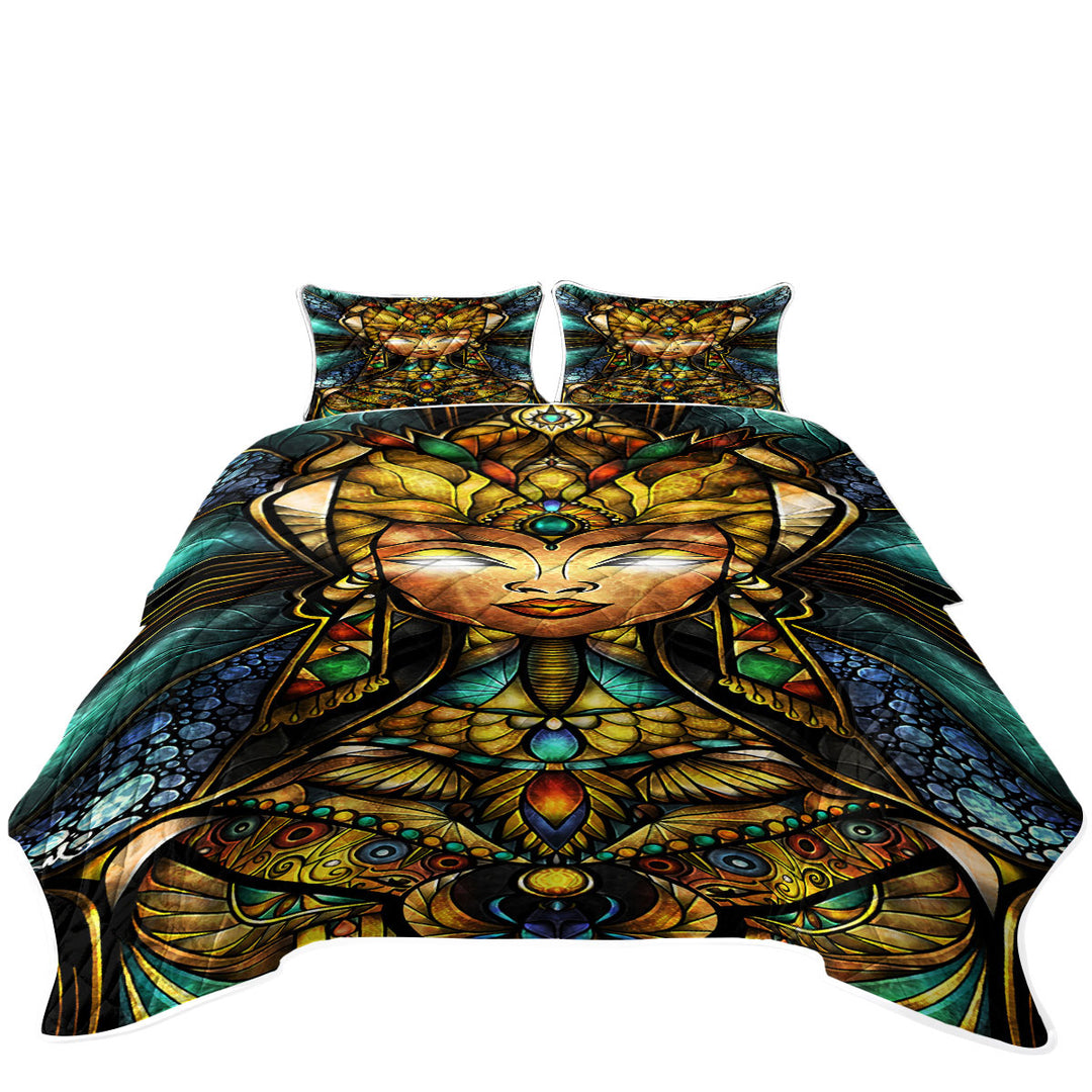 Stained Glass Art Egyptian Queen Nefertiti Quilt