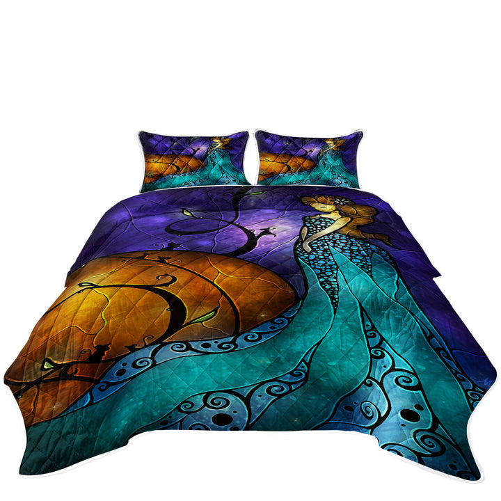 Stained Glass Art Fairy Tale Cinderella Queen Quilt Sets