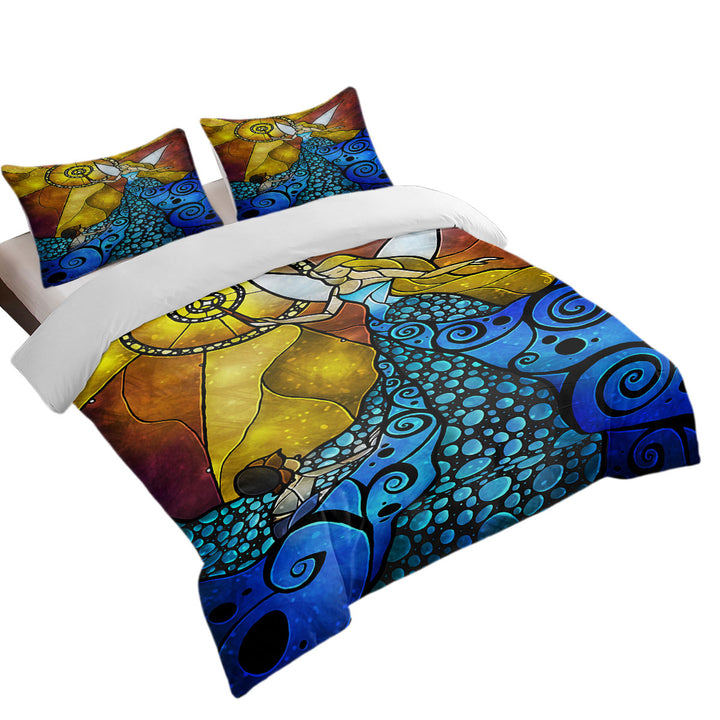 Stained Glass Art Fairy Tale Ocean Blue Fairy Twin Duvet Covers
