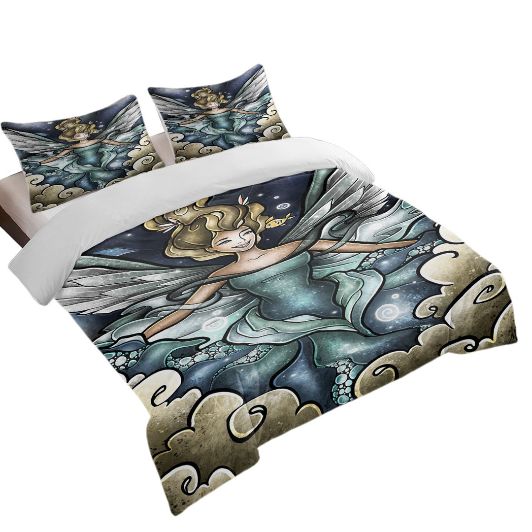 Stained Glass Art Fish go to Heaven Angel Coverlet