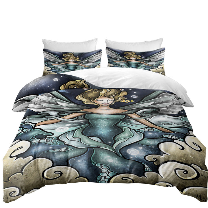 Stained Glass Art Fish go to Heaven Angel Coverlets
