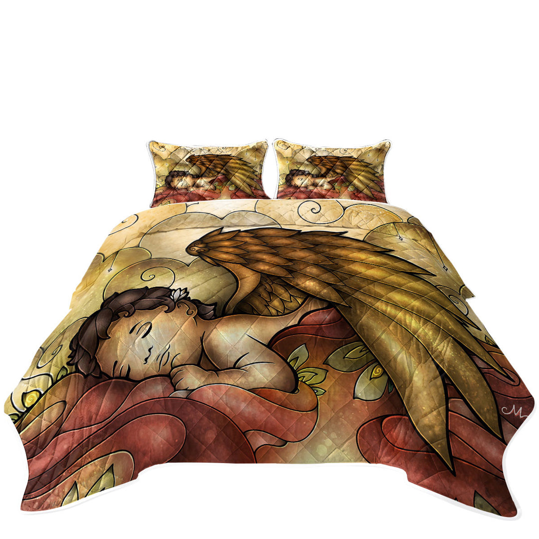 Stained Glass Art Forever in My Heart Little Angel Coverlet