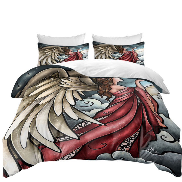 Stained Glass Art Guinea Pigs go to Heaven Angel California King Duvet Cover