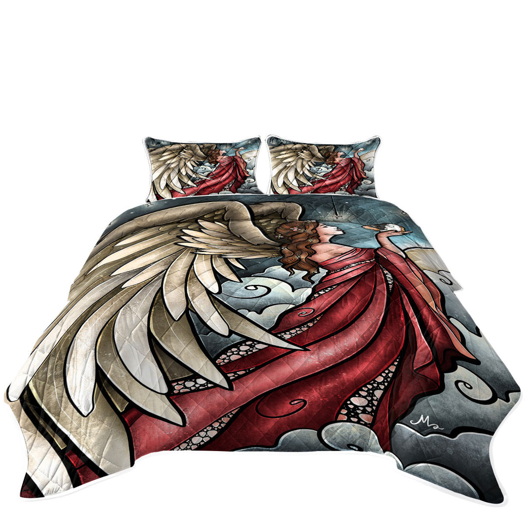 Stained Glass Art Guinea Pigs go to Heaven Angel King Quilt