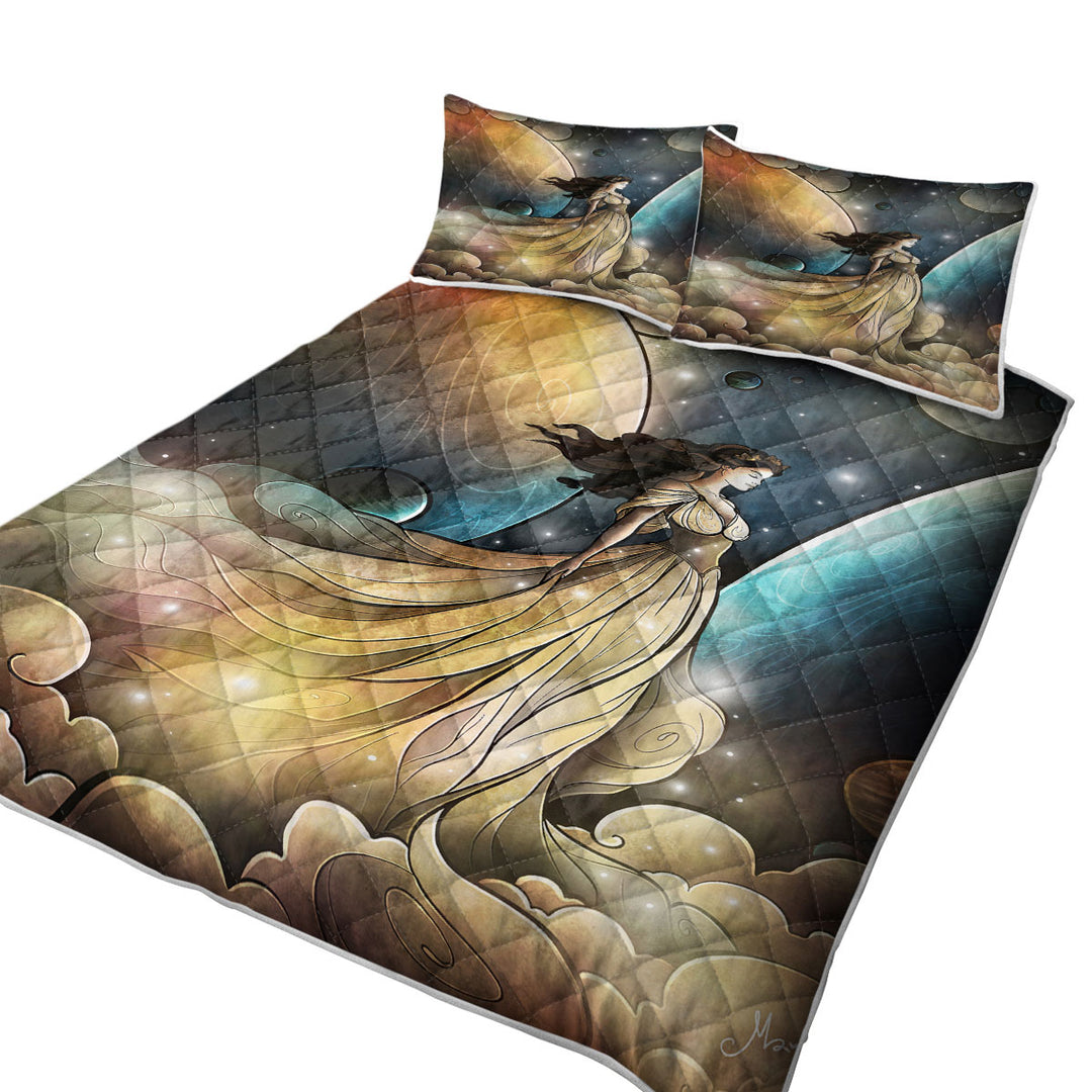 Stained Glass Art Heir of Heaven Cosmic Angel Twin Quilt