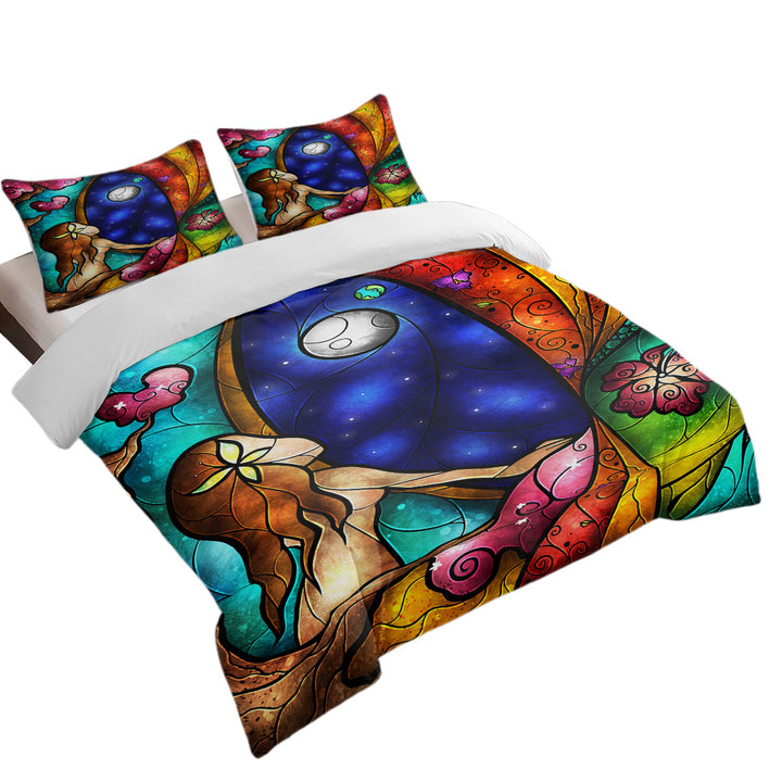Stained Glass Art I Miss You Moonlight Mermaid Donna Covers